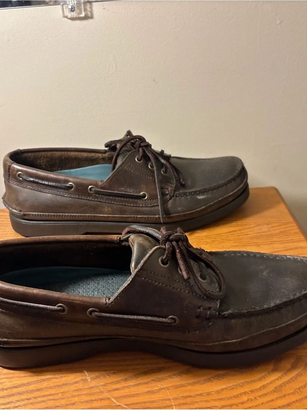 Nunn Bush Brown Leather Boat Shoes with Blue Insoles